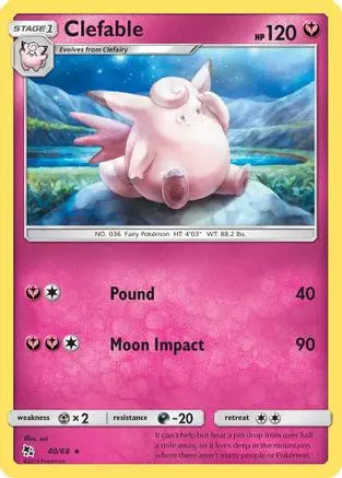 Clefable 040/68 - Hidden Fates - Rare Hidden Fates Pokemon Single  Squirtle Squad Card Shop.