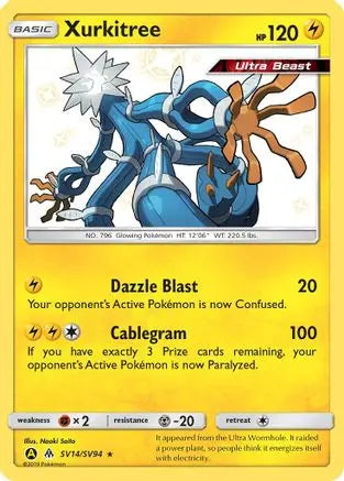 Xurkitree SV14  - Holofoil Hidden Fates Shiny Vault - Shiny Holo Rare Hidden Fates: Shiny Vault Pokemon Single  Squirtle Squad Card Shop.