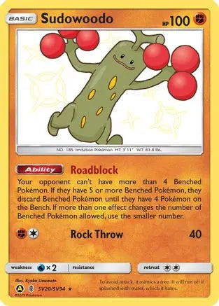 Sudowoodo SV20  - Holofoil Hidden Fates Shiny Vault - Shiny Holo Rare Hidden Fates: Shiny Vault Pokemon Single  Squirtle Squad Card Shop.