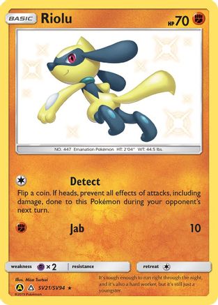 Riolu SV21  - Holofoil Hidden Fates Shiny Vault - Shiny Holo Rare Hidden Fates: Shiny Vault Pokemon Single  Squirtle Squad Card Shop.