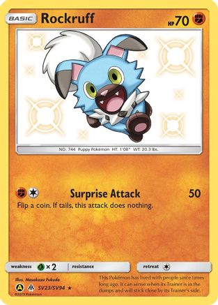 Rockruff SV23  - Holofoil Hidden Fates Shiny Vault - Shiny Holo Rare Hidden Fates: Shiny Vault Pokemon Single  Squirtle Squad Card Shop.
