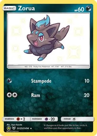 Zorua SV25  - Holofoil Hidden Fates Shiny Vault - Shiny Holo Rare Hidden Fates: Shiny Vault Pokemon Single  Squirtle Squad Card Shop.