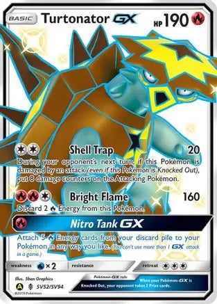 Turtonator GX SV52  - Holofoil Hidden Fates Shiny Vault - Shiny Holo Rare Hidden Fates: Shiny Vault Pokemon Single  Squirtle Squad Card Shop.