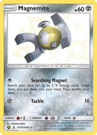 Magnemite SV27  - Holofoil Hidden Fates Shiny Vault - Shiny Holo Rare Hidden Fates: Shiny Vault Pokemon Single  Squirtle Squad Card Shop.