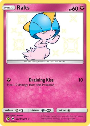 Ralts SV34  - Holofoil Hidden Fates Shiny Vault - Shiny Holo Rare Hidden Fates: Shiny Vault Pokemon Single  Squirtle Squad Card Shop.