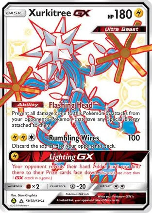 Xurkitree GX SV58  - Holofoil Hidden Fates Shiny Vault - Shiny Holo Rare Hidden Fates: Shiny Vault Pokemon Single  Squirtle Squad Card Shop.