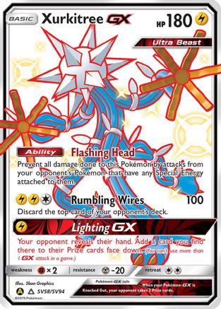 Xurkitree GX SV58  - Holofoil Hidden Fates Shiny Vault - Shiny Holo Rare Hidden Fates: Shiny Vault Pokemon Single  Squirtle Squad Card Shop.