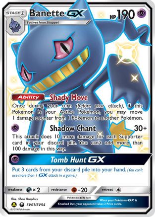 Banette GX SV61  - Holofoil Hidden Fates Shiny Vault - Shiny Holo Rare Hidden Fates: Shiny Vault Pokemon Single  Squirtle Squad Card Shop.
