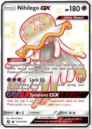 Nihilego GX/SV94  - Holofoil Hidden Fates Shiny Vault - Shiny Holo Rare Hidden Fates: Shiny Vault Pokemon Single  Squirtle Squad Card Shop.