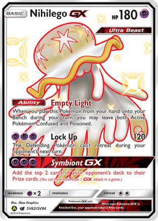 Nihilego GX/SV94  - Holofoil Hidden Fates Shiny Vault - Shiny Holo Rare Hidden Fates: Shiny Vault Pokemon Single  Squirtle Squad Card Shop.
