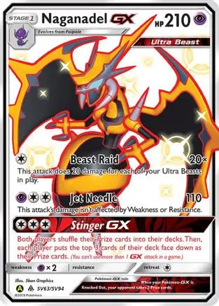 Naganadel GX SV63  - Holofoil Hidden Fates Shiny Vault - Shiny Holo Rare Hidden Fates: Shiny Vault Pokemon Single  Squirtle Squad Card Shop.