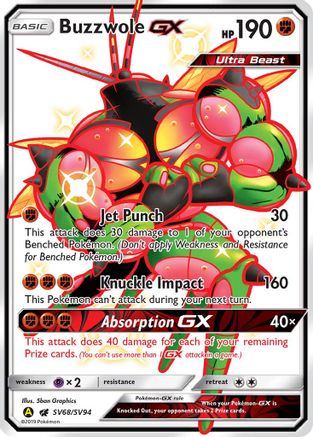 Buzzwole GX SV68  - Holofoil Hidden Fates Shiny Vault - Shiny Holo Rare Hidden Fates: Shiny Vault Pokemon Single  Squirtle Squad Card Shop.