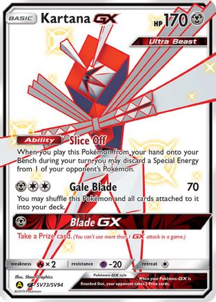 Kartana GX SV73  - Holofoil Hidden Fates Shiny Vault - Shiny Holo Rare Hidden Fates: Shiny Vault Pokemon Single  Squirtle Squad Card Shop.