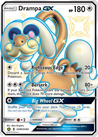 Drampa GX SV80/SV94  - Holofoil Hidden Fates Shiny Vault - Shiny Holo Rare Hidden Fates: Shiny Vault Pokemon Single  Squirtle Squad Card Shop.