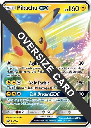 Pokémon TCG - Pikachu GX SM232 - Black Star Promo - Jumbo Holofoil Card Jumbo Cards Pokemon Single  Squirtle Squad Card Shop.