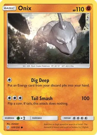 Onix 105  - Reverse Holofoil SM  Cosmic Eclipse - Common