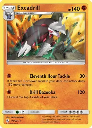 Excadrill  - Reverse Holofoil SM  Cosmic Eclipse - Holo Rare