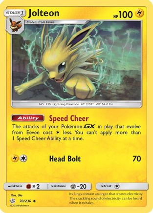 Jolteon 070  SM  Cosmic Eclipse - Uncommon SM - Cosmic Eclipse Pokemon Single  Squirtle Squad Card Shop.