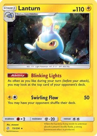 Lanturn  - Reverse Holofoil SM  Cosmic Eclipse - Rare SM - Cosmic Eclipse Pokemon Single  Squirtle Squad Card Shop.