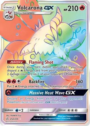 Volcarona GX (Secret)  - Holofoil SM  Cosmic Eclipse - Secret Rare SM - Cosmic Eclipse Pokemon Single  Squirtle Squad Card Shop.
