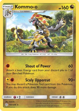 Kommo-o 163  - Reverse Holofoil SM  Cosmic Eclipse - Holo Rare SM - Cosmic Eclipse Pokemon Single  Squirtle Squad Card Shop.