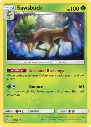 Sawsbuck  - Holofoil SM  Cosmic Eclipse - Holo Rare SM - Cosmic Eclipse Pokemon Single  Squirtle Squad Card Shop.