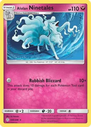Alolan Ninetales 145  - Holofoil SM  Cosmic Eclipse - Holo Rare SM - Cosmic Eclipse Pokemon Single  Squirtle Squad Card Shop.