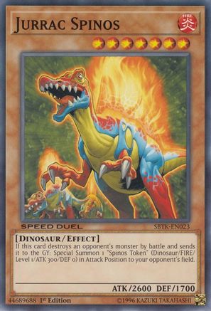 Jurrac Spinos (SBTK-EN023) - Speed Duel: Trials of the Kingdom 1st Edition Speed Duel: Trials of the Kingdom Yugioh Single  Squirtle Squad Card Shop.