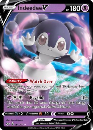 Indeedee V 091  - Holofoil SWSH01 Sword & Shield Base Set - Ultra Rare SWSH01: Sword & Shield Base Set Pokemon Single  Squirtle Squad Card Shop.