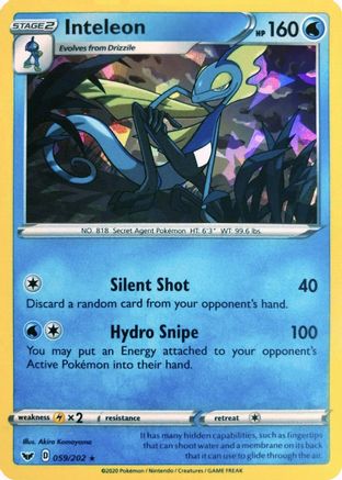 Inteleon - 059/202 (Cracked Ice Holo)/202  - Holofoil Deck Exclusives - Holo Rare Deck Exclusives Pokemon Single  Squirtle Squad Card Shop.
