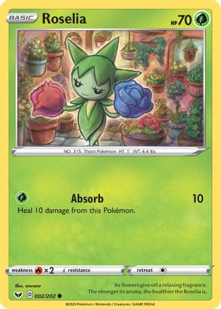Roselia (002) (002) 002  SWSH01 Sword & Shield Base Set - Common SWSH01: Sword & Shield Base Set Pokemon Single  Squirtle Squad Card Shop.