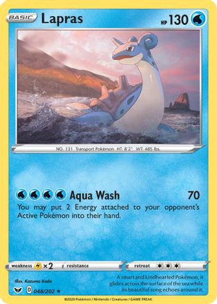 Lapras 048  SWSH01 Sword & Shield Base Set - Rare SWSH01: Sword & Shield Base Set Pokemon Single  Squirtle Squad Card Shop.