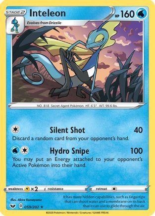 Inteleon (059) (059) 059  SWSH01 Sword & Shield Base Set - Rare SWSH01: Sword & Shield Base Set Pokemon Single  Squirtle Squad Card Shop.