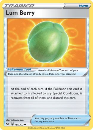Lum Berry 168  - Reverse Holofoil SWSH01 Sword & Shield Base Set - Uncommon SWSH01: Sword & Shield Base Set Pokemon Single  Squirtle Squad Card Shop.