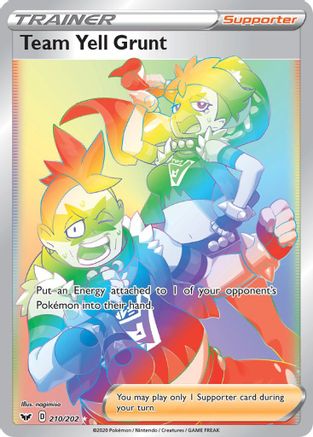 Team Yell Grunt 210/202 - Rainbow Secret Rare Sword & Shield - Pokémon TCG Card