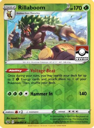 Rillaboom (Pokemon League) 014/202  - Reverse Holofoil League & Championship Cards - Promo League & Championship Cards Pokemon Single  Squirtle Squad Card Shop.