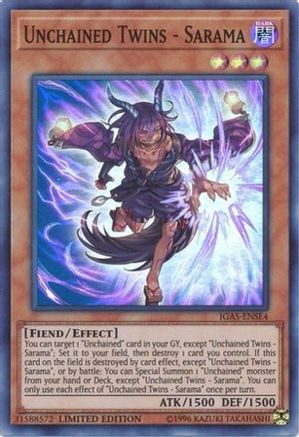 Unchained Twins - Sarama (IGAS-ENSE4) - Ignition Assault Limited Ignition Assault Yugioh Single  Squirtle Squad Card Shop.