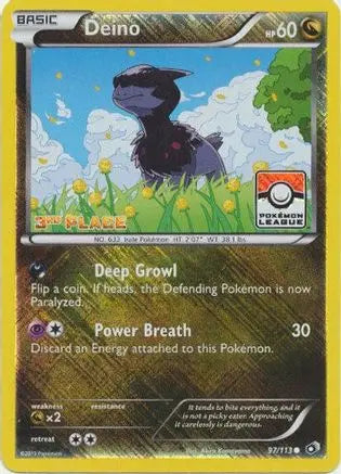 Deino - 97/113 (Pokemon League) [3rd Place]/113  - Reverse Holofoil League & Championship Cards - Promo