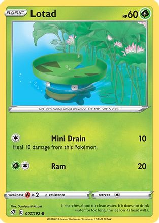 Lotad 007  - Reverse Holofoil SWSH02 Rebel Clash - Common SWSH02: Rebel Clash Pokemon Single  Squirtle Squad Card Shop.