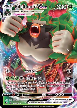 Rillaboom VMAX 018  - Holofoil SWSH02 Rebel Clash - Ultra Rare SWSH02: Rebel Clash Pokemon Single  Squirtle Squad Card Shop.