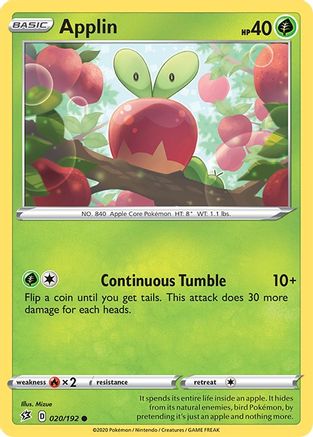 Applin (20) (20) 020  - Reverse Holofoil SWSH02 Rebel Clash - Common SWSH02: Rebel Clash Pokemon Single  Squirtle Squad Card Shop.