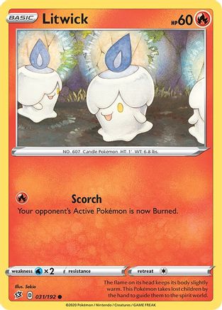 Litwick 031  - Reverse Holofoil SWSH02 Rebel Clash - Common SWSH02: Rebel Clash Pokemon Single  Squirtle Squad Card Shop.