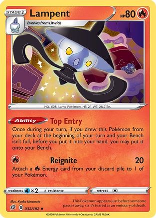 Lampent 032  - Reverse Holofoil SWSH02 Rebel Clash - Uncommon SWSH02: Rebel Clash Pokemon Single  Squirtle Squad Card Shop.