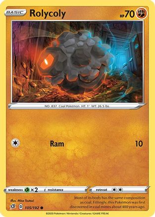 Rolycoly 105  - Reverse Holofoil SWSH02 Rebel Clash - Common SWSH02: Rebel Clash Pokemon Single  Squirtle Squad Card Shop.