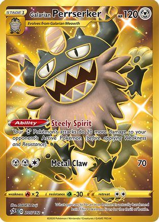 Galarian Perrserker 205/192 - Rebel Clash Gold Secret Rare Holofoil