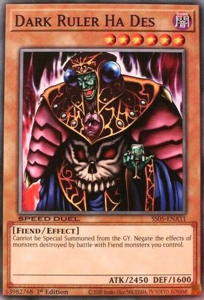 Dark Ruler Ha Des (SS05-ENA11) - Speed Duel Decks: Twisted Nightmares 1st Edition Speed Duel Decks: Twisted Nightmares Yugioh Single  Squirtle Squad Card Shop.
