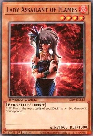 Lady Assailant of Flames (SS05-ENB15) - Speed Duel Decks: Twisted Nightmares 1st Edition Speed Duel Decks: Twisted Nightmares Yugioh Single  Squirtle Squad Card Shop.