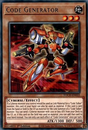 Code Generator (TOCH-EN022) - Toon Chaos 1st Edition Toon Chaos Yugioh Single  Squirtle Squad Card Shop.
