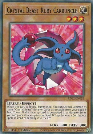 Crystal Beast Ruby Carbuncle (LDS1-EN092) - Legendary Duelists: Season 1 1st Edition Legendary Duelists: Season 1 Yugioh Single  Squirtle Squad Card Shop.