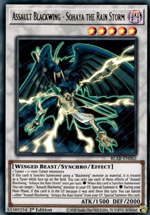 Assault Blackwing - Sohaya the Rain Storm (BLAR-EN062) - Battles of Legend: Armageddon 1st Edition Battles of Legend: Armageddon Yugioh Single  Squirtle Squad Card Shop.